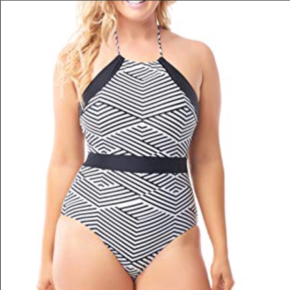 Tummy control bathing suit.